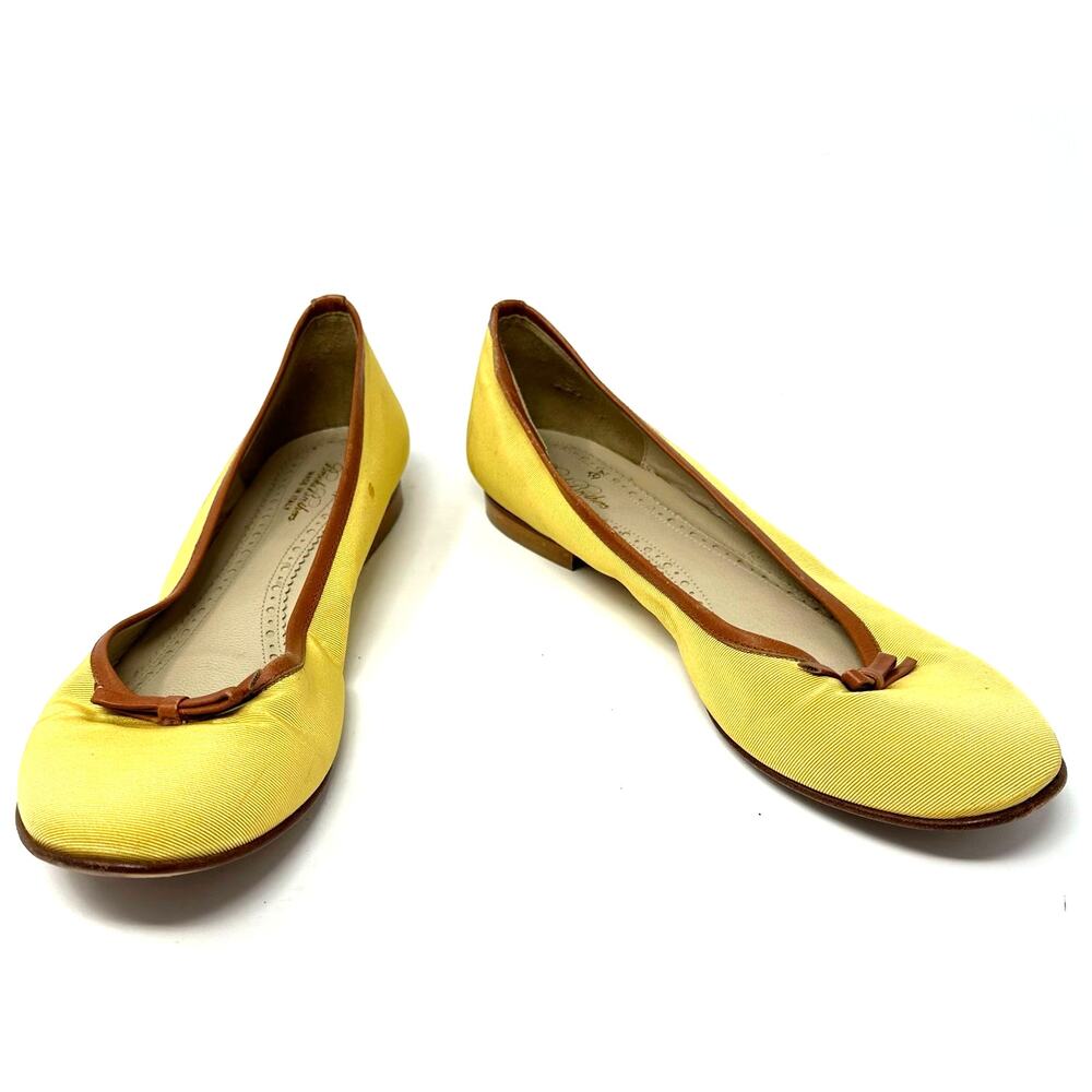 Brooks Brothers Women´s Size 12 Ballerina‎ Flats Dress Shoes Yellow Brown Bow